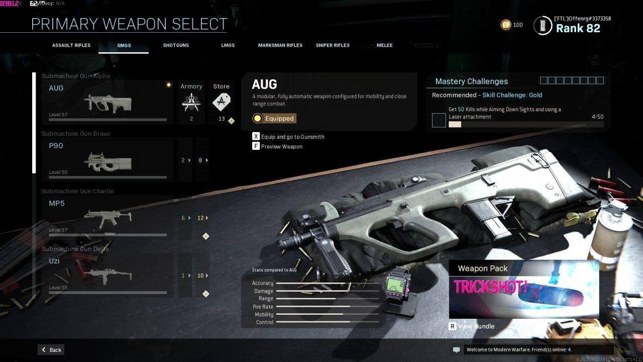 Weapon max level boost CoD MW game screenshot